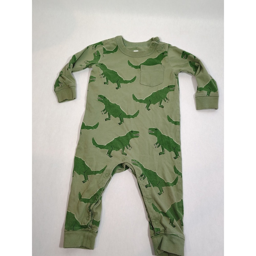 Tea Collection Dinosaur Print Long Sleeve‎ Baby Romper Green 9 12 Months